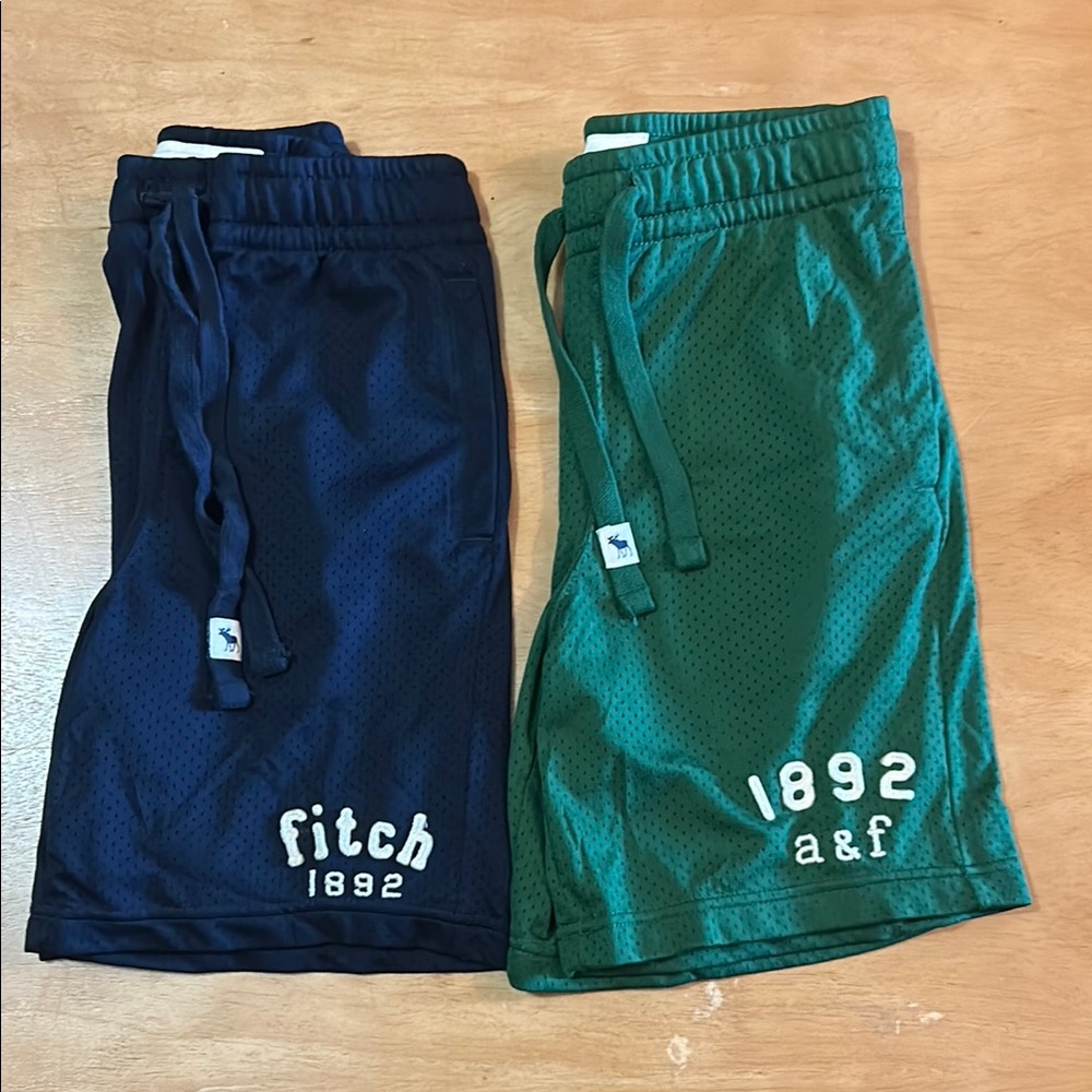Abercrombie & Fitch Kids Medium Navy and Green Mesh Shorts